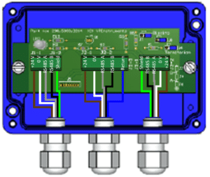 VPInstruments wiring diagram of a Modbus Junction box